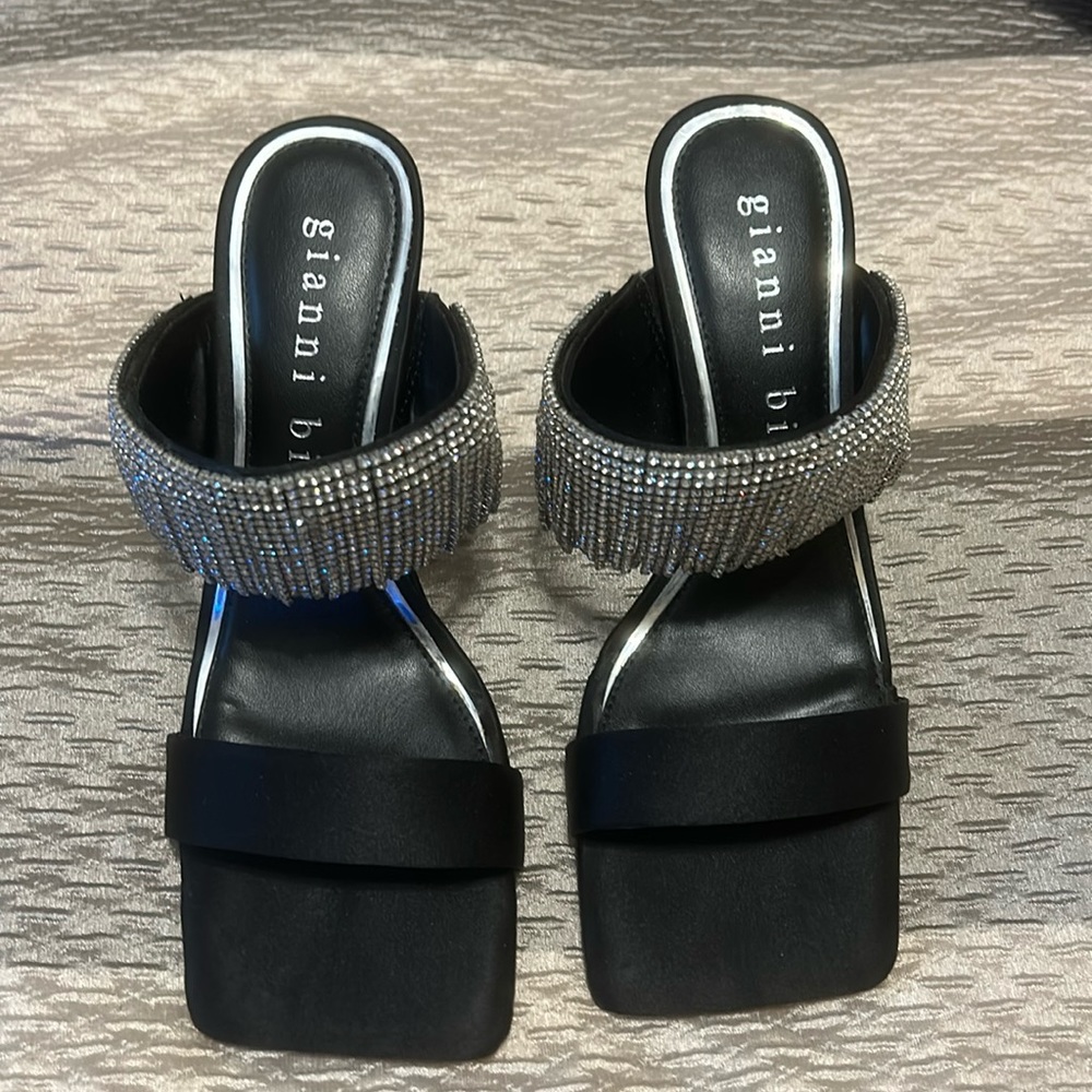 Gianni Bini Satin/Rhinestone Open Toe Heels